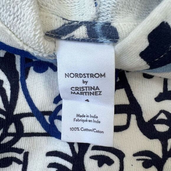 Cristina Martinez Print Cotton Hoodie Ivory Blue Grow To Bloom size 4 NWOT - Picture 3 of 3